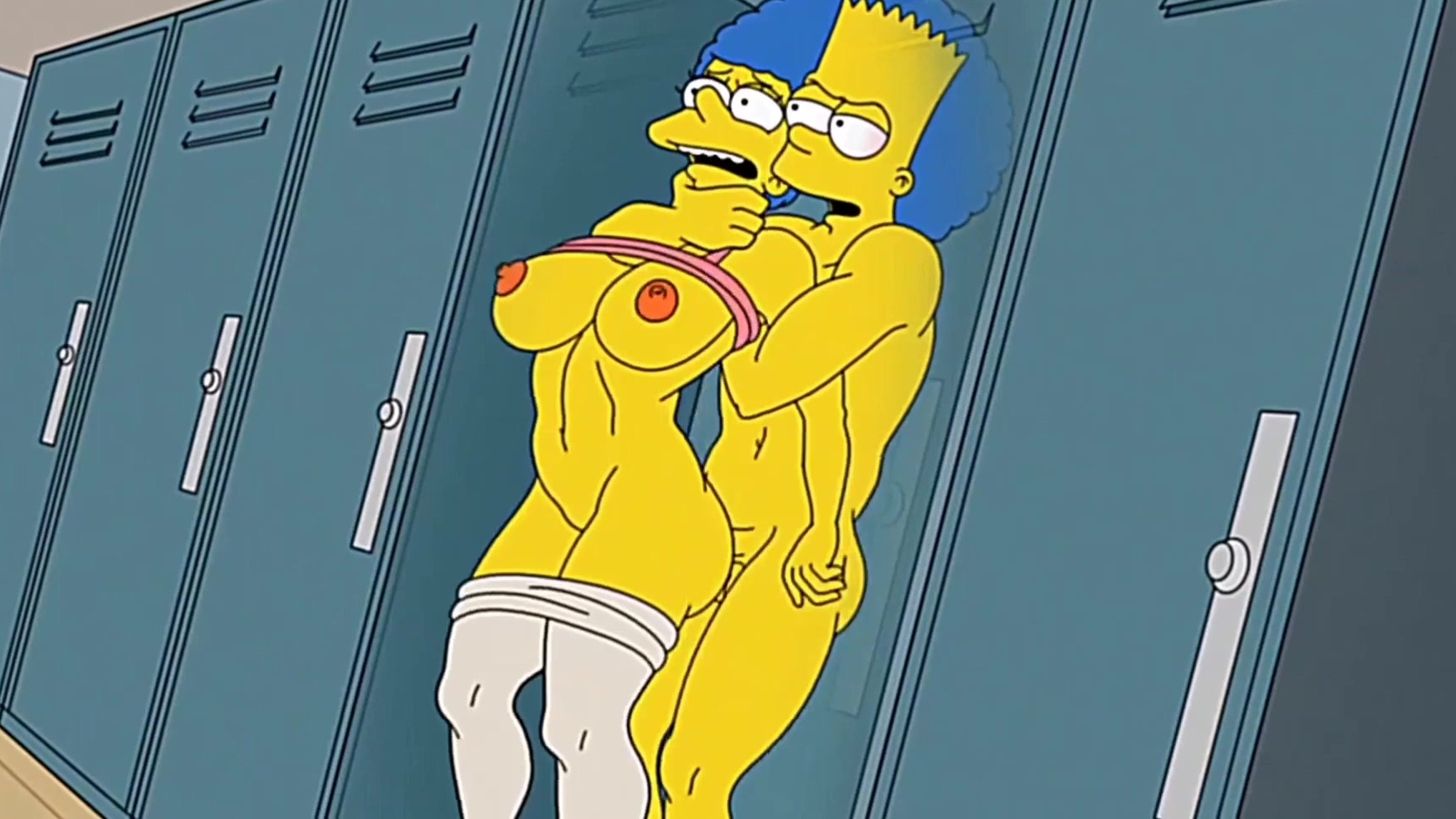 Bart Simspon en forma choca con su madre, quien lo encontró con un creampie y la pilló ordeñando