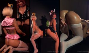 Annabgo y sus amigas Bowsette y la princesa Peach sexo lésbico cosplay