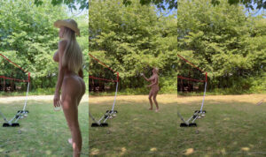Frances Bentley juega bádminton desnuda