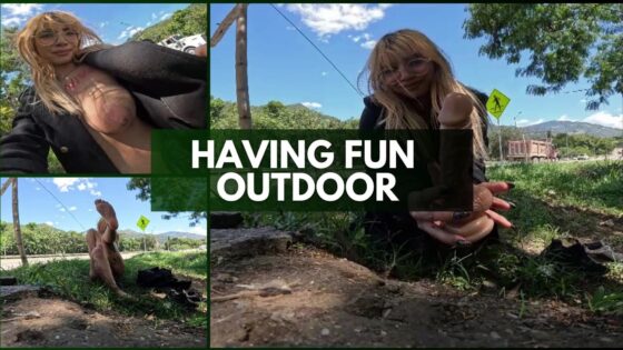 masturbándose al aire libre