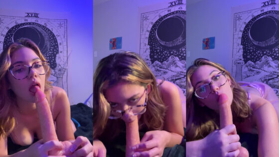 Ellie Nova escupe y le da la cabeza a un consolador