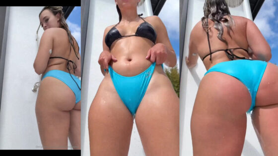 Kirstentoosweet se baña en una ducha al aire libre