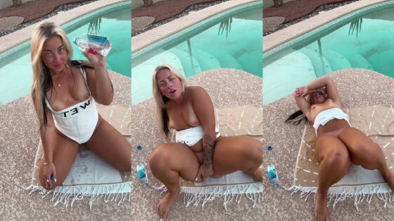 Zonamaeee dedos su coño junto a la piscina