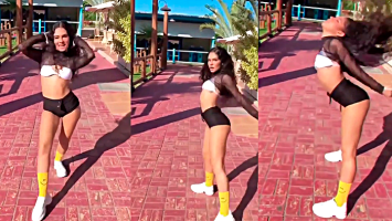Twerking atrevido en plena acera