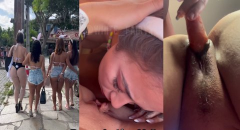 KerolayChaves Latina vestida de coneja con sus amiga masturbándose dentro de vehículo para OnlyFans Latino
