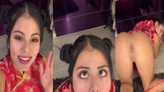 SteffyMoreno Latina vestida de asiática posando para OnlyFans Latino